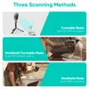Collage of three images demonstrating different scanning modes of a 3D scanner. Produktbild-Vorschau