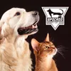 A golden retriever dog and a cat looking up, with a logo in the upper right corner. Produktbild-Vorschau