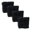 Four black seat cushions are arranged diagonally on a white background. Produktbild-Vorschau