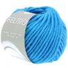 A ball of blue yarn with a label. Produktbild-Vorschau