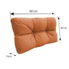 A single orange cushion with dimensions indicated by measurement lines and text. Voir les images du produit