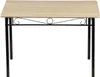 A rectangular table with a wood-effect top and black metal legs. Náhled obrázku produktu