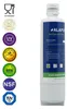 A white water filter cartridge with various certification logos on the left side. Produktbild-Vorschau