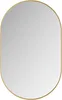 A studio shot of an oval mirror with a gold frame. Voir les images du produit