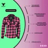 Lass dich vom Pink nicht täuschen – dieses stylische Motorradshirt bietet Rundumschutz mit Ellenbogen-, Rücken- und Schulterpolstern, sicheren Reiß- und Druckknopfverschlüssen und atmungsaktivem Polyesterfutter. Produktbild-Vorschau