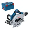A cordless circular saw and its storage case are displayed against a white background. Podgląd zdjęcia produktu