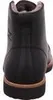 The back view of a black leather boot with a brown sole. Produktbild-Vorschau