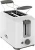 A white toaster with gray accents, shown from a three-quarter front angle on a white background. Produktbild-Vorschau