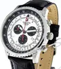 A close-up studio shot of a Swiss Alpine Military chronograph watch with a black leather strap. Produktbild-Vorschau