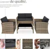 Salon bas de jardin LUCQUES 4 places - marron naturel/gris Voir les images du produit 3