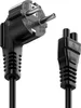 A black power cord with two different connectors on each end, shown against a white background. Produktbild-Vorschau