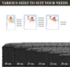 Illustration showing various mattress sizes and their corresponding dimensions, followed by an image of mattresses of different heights. Voir les images du produit