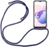 A smartphone with a blue lanyard and clear case, displayed against a white background. Produktbild-Vorschau