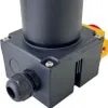 A close-up view of a black electrical switch-plug combination with yellow and red accents, set against a white background. Produktbild-Vorschau