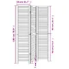A diagram showing the dimensions of a three-panel room divider. Anteprima dell’immagine prodotto