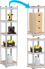 Collage showing two different storage rack configurations and items being moved between them. Produktbild-Vorschau