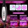 A marketing image showing the features of a grow light, including timer settings and dimmable levels. Anteprima dell’immagine prodotto
