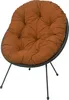 A round, cushioned chair with a brown seat and black legs, isolated on a white background. Podgląd zdjęcia produktu