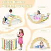 A collage of four images showing a children's climbing arch set in different configurations and uses. Produktbild-Vorschau
