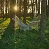 Amaca da giardino boho a rete con nappe appesa al lettino Anteprima dell’immagine prodotto 4