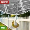 A split image showing a comparison between an old, dilapidated fence and a new, white picket fence. The new fence is shown in detail, including a close-up of its base. Produktbild-Vorschau