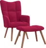 vidaXL Poltrona relax con sgabello in velluto rosso vino Anteprima dell’immagine prodotto 8