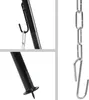 Collage of close-up shots of a tripod leg with a hook and chain, and a separate chain with hooks. Produktbild-Vorschau