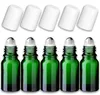 5x Grüne Glasflasche 10 ml Roll-On mit weißem Verschluss – Produktbild-Vorschau 1