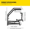 A diagram showing the dimensions of a racing wheel stand. Produktbild-Vorschau