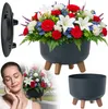 A collage of product images including a flower pot with flowers, a woman, and separate product components. Podgląd zdjęcia produktu