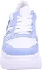 A close-up, front-facing view of a white and light blue sneaker. Produktbild-Vorschau