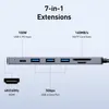 A diagram showing a USB-C hub with various ports and features labeled. Produktbild-Vorschau