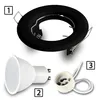 A product shot showing three components of a lighting fixture set against a white background. Náhled obrázku produktu