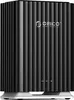 A black Orico dual-bay hard drive enclosure with a ribbed design, shown from the front on a white background. Anteprima dell’immagine prodotto
