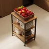Meuble mobile sur roulettes, marron foncé style loft, 60 cm Voir les images du produit 3