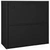 A black metal cabinet with two doors. Produktbild-Vorschau