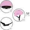 Collage of images showing details of a pink helmet. Podgląd zdjęcia produktu