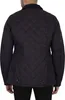 Rear view of a man wearing a navy quilted jacket. Produktbild-Vorschau