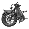 A black electric fat tire bicycle is shown from the side, folded. Produktbild-Vorschau