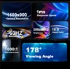 Collage of marketing images highlighting monitor specifications. Produktbild-Vorschau