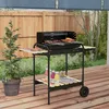 Outsunny Holzkohlegrill aus Metall BBQ Smoker mit Räder, Produktbild-Vorschau 2