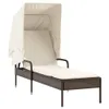 The Living Store Sonnenliege mit Dach Braun Poly Rattan Produktbild-Vorschau 3