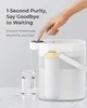 A hand is pressing a button on a water dispenser, and water is being dispensed into a glass. Anteprima dell’immagine prodotto