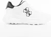 A white Guess sneaker with a black heel accent and a black Guess logo on the side. Produktbild-Vorschau