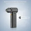 A product shot of a black handheld electric air duster with an orange button, set against a gradient background. A separate image of a collapsible nozzle is shown to the right. Náhled obrázku produktu