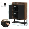 A diagram showing the dimensions of a shoe cabinet, with a hand pressing a door to open or close it. Anteprima dell’immagine prodotto
