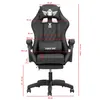 A diagram showing the dimensions of a black gaming chair. Produktbild-Vorschau
