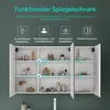 A functional mirrored cabinet with internal shelves and various bathroom products displayed. Produktbild-Vorschau