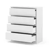 A white chest of drawers with four drawers, three of which are partially open. Produktbild-Vorschau
