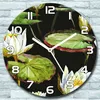 Wanduhr aus Glas Rund fi 30 Lotus grün-weißes Quarz Deko Produktbild-Vorschau 1